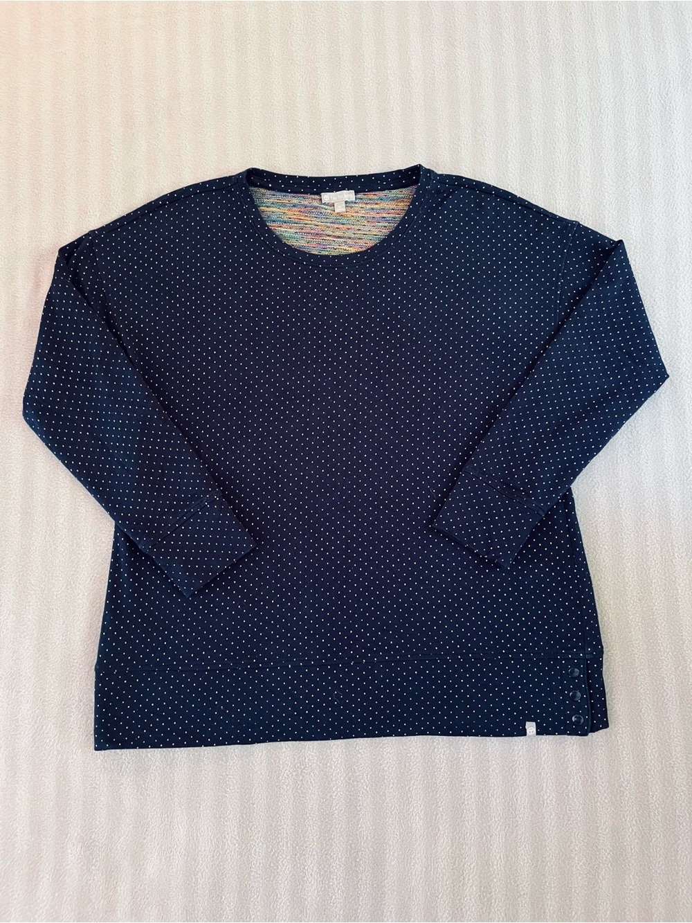 Talbots Navy Long-Sleeve Dot Tee